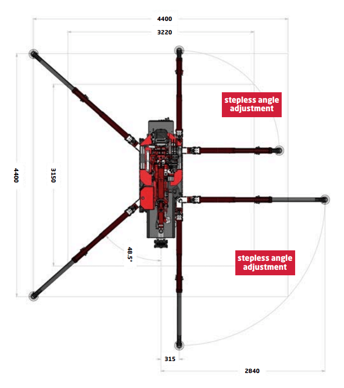 A Visual Diagram Of The Hoeflon C6 Outrigger Footprint.